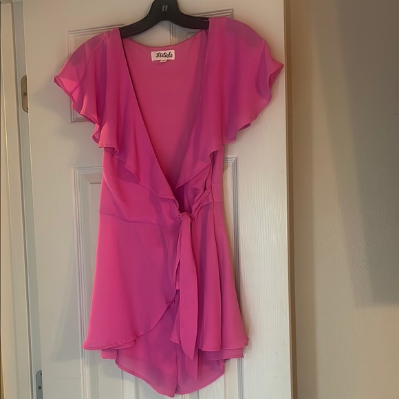 Pink Ruffle Wrap Romper - Picture 3 of 5